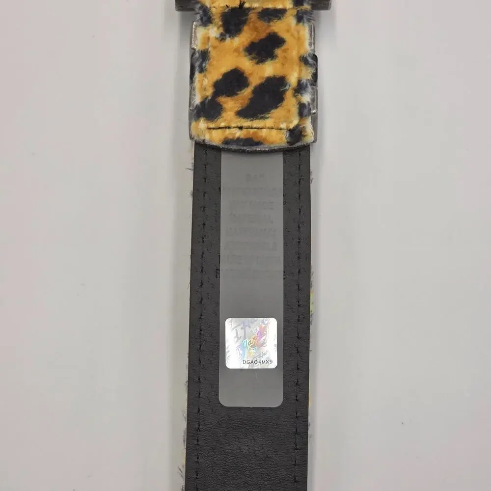 Ed Hardy Men's Size 34 Faux Fur Belt Leopard Print Plush Studded New